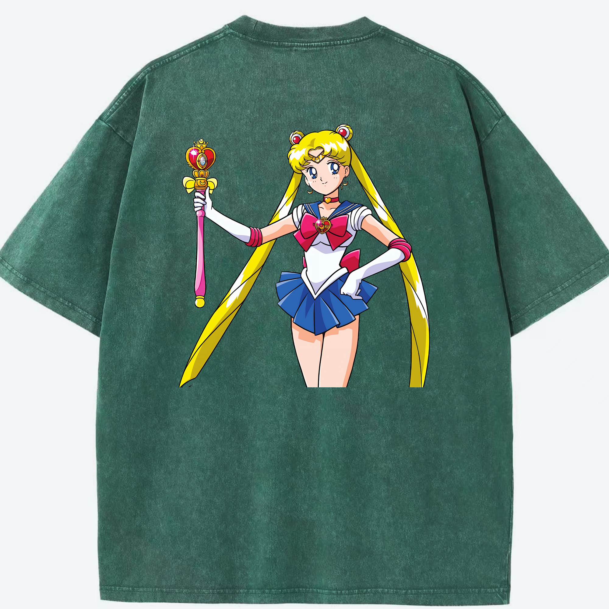 （画像用） 美少女戦士セーラームーン 月野 うさぎ つきの うさぎ Sailor Moon Tsukino Usagi 綿100% ヴィンテージ風 半袖Tシャツ（背面プリント）